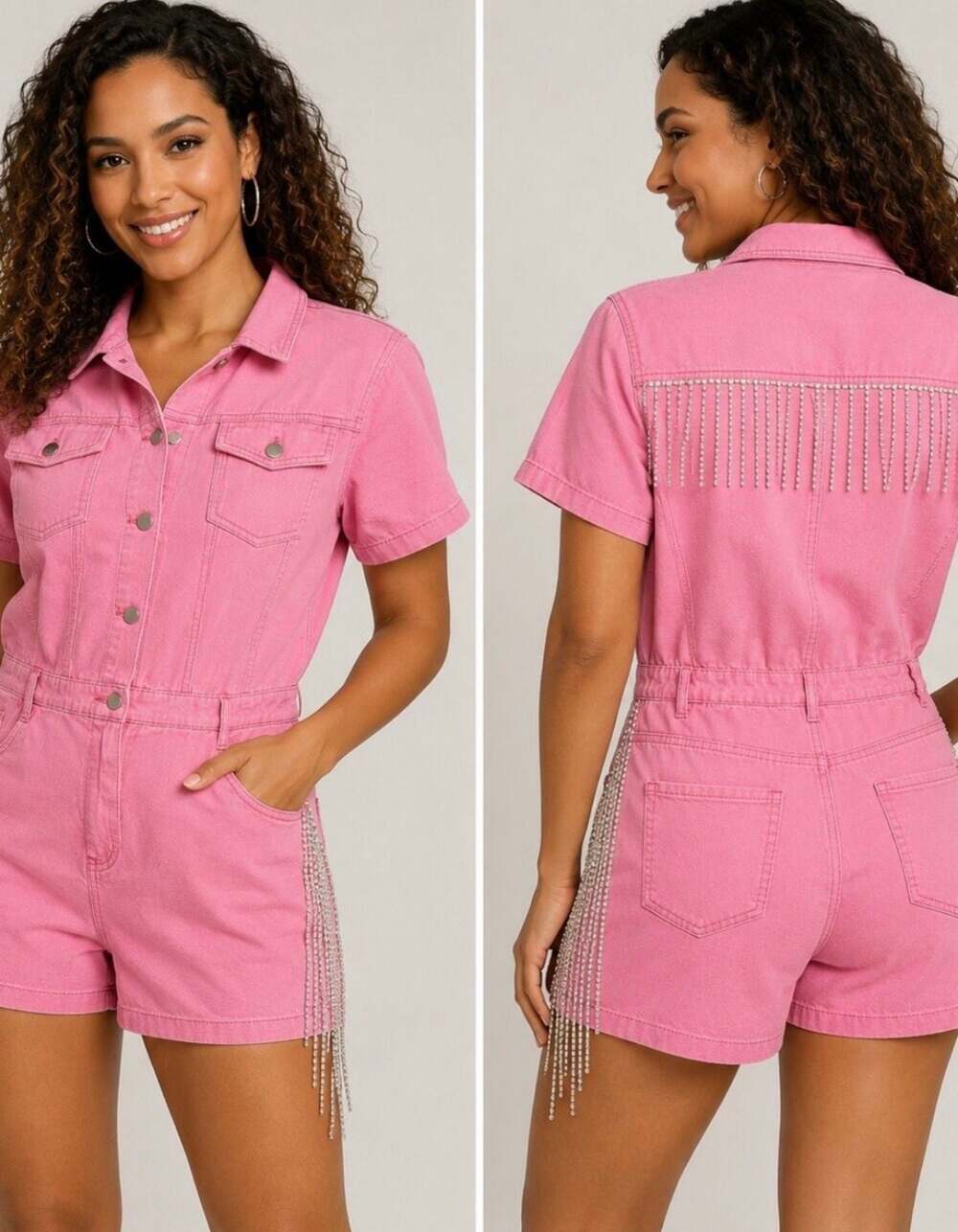 Blue B Medium Romper Rhinestone Fringe